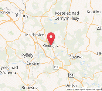 Map of Ondřejov, Central Bohemia