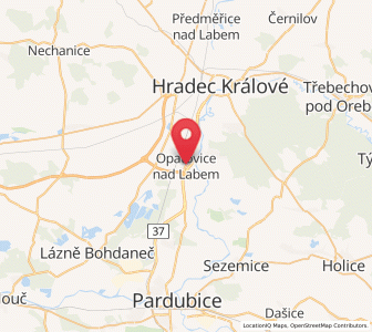 Map of Opatovice nad Labem, Pardubický
