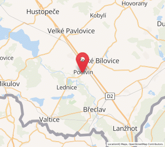 Map of Podivín, South Moravian