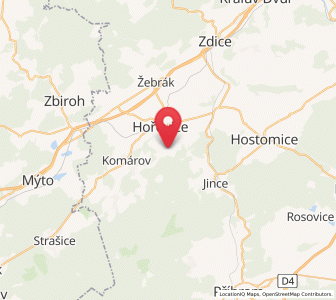 Map of Podluhy, Central Bohemia