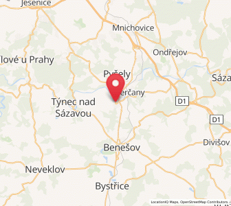 Map of Poříčí nad Sázavou, Central Bohemia
