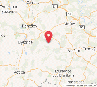 Map of Postupice, Central Bohemia