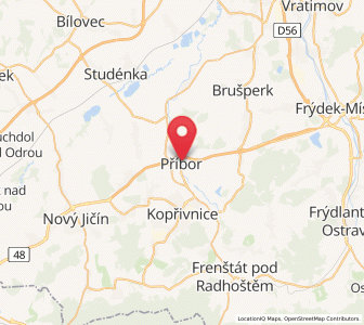 Map of Freiberg, Moravskoslezský
