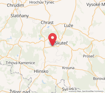 Map of Prosetín, Pardubický