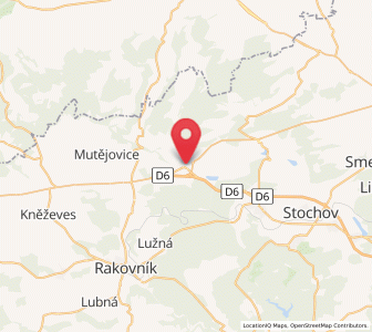 Map of Řevničov, Central Bohemia