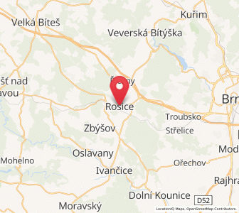 Map of Rosice u Brna, South Moravian