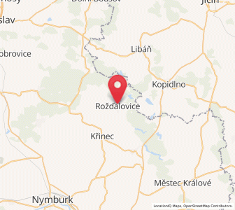 Map of Rožďalovice, Central Bohemia
