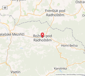 Map of Roznov pod Radhostem, Zlín