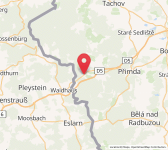 Map of Rozvadov, Plzeň Region