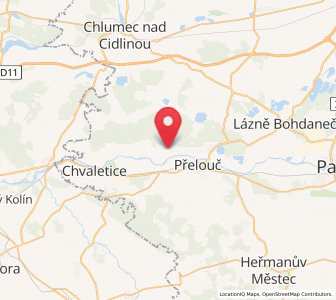 Map of Semín, Pardubický