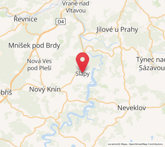 Map of Slapy nad Vltavou, Central Bohemia