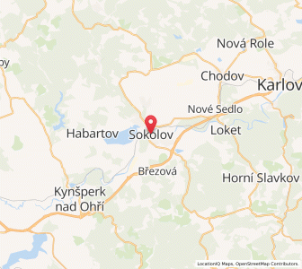 Map of Falkenau an der Eger, Karlovarský kraj