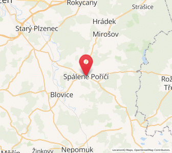 Map of Spálené Poříčí, Plzeň Region