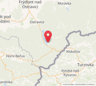 Map of Staré Hamry, Moravskoslezský