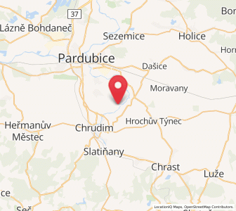 Map of Tuněchody, Pardubický
