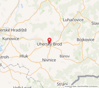 Map of Ungarisch Brod, Zlín