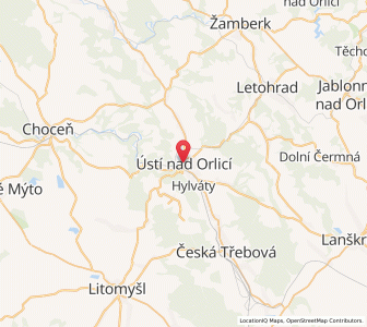 Map of Wildenschwert, Pardubický