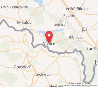 Map of Valtice, South Moravian