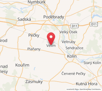 Map of Velim, Central Bohemia