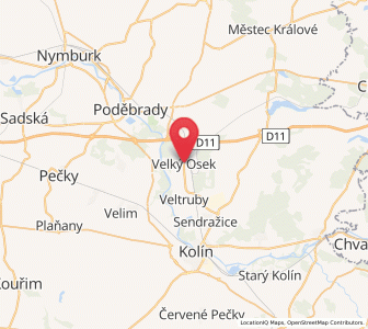 Map of Velký Osek, Central Bohemia