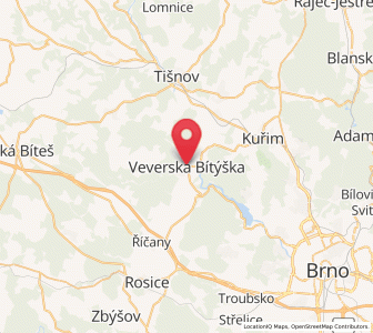 Map of Veverská Bítýška, South Moravian