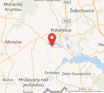 Map of Vlasatice, South Moravian