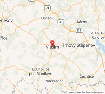 Map of Vlašim, Central Bohemia