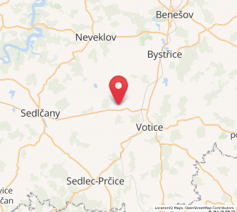 Map of Vrchotovy Janovice, Central Bohemia