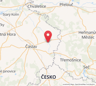 Map of Vrdy, Central Bohemia