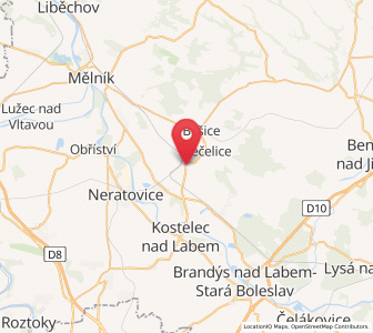 Map of Všetaty, Central Bohemia