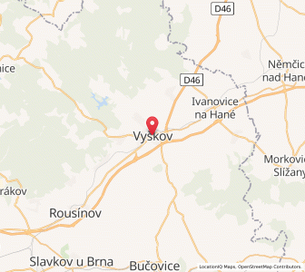 Map of Wischau, South Moravian