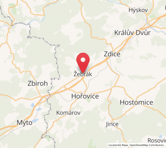 Map of Žebrák, Central Bohemia