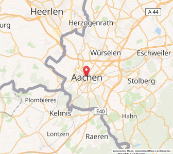 Map of Aachen, North Rhine-Westphalia