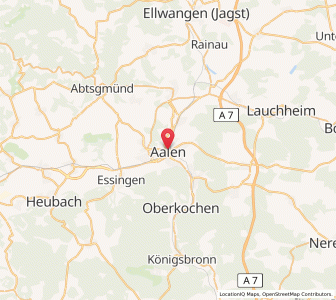 Map of Aalen, Baden-Wurttemberg