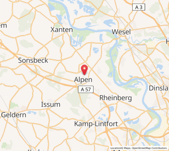 Map of Alpen, North Rhine-Westphalia