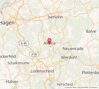 Map of Altena, North Rhine-Westphalia
