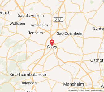 Map of Alzey, Rheinland-Pfalz
