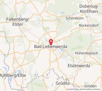 Map of Bad Liebenwerda, Brandenburg