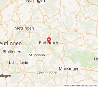 Map of Bad Urach, Baden-Wurttemberg
