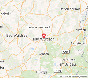 Map of Bad Wurzach, Baden-Wurttemberg