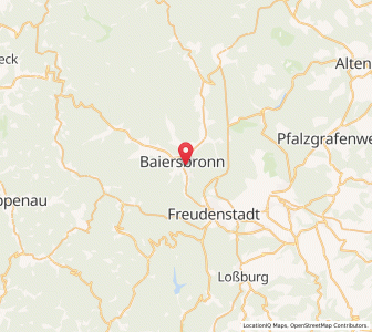 Map of Baiersbronn, Baden-Wurttemberg