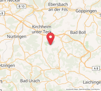 Map of Bissingen an der Teck, Baden-Wurttemberg