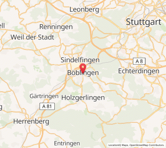 Map of Böblingen, Baden-Wurttemberg