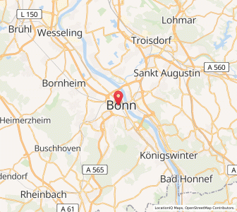 Map of Bonn, North Rhine-Westphalia