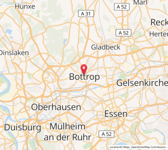 Map of Bottrop, North Rhine-Westphalia