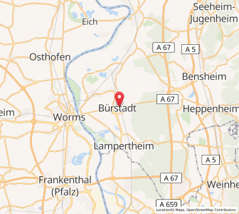 Map of Bürstadt, Hesse