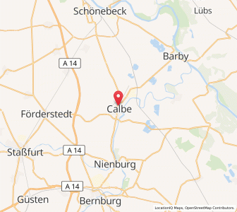 Map of Calbe an der Saale, Saxony-Anhalt