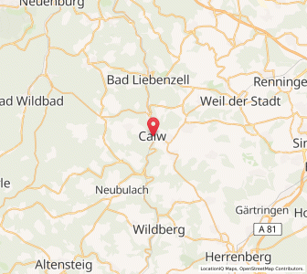 Map of Calw, Baden-Wurttemberg