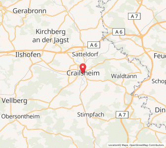 Map of Crailsheim, Baden-Wurttemberg