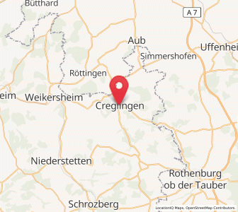 Map of Creglingen, Baden-Wurttemberg